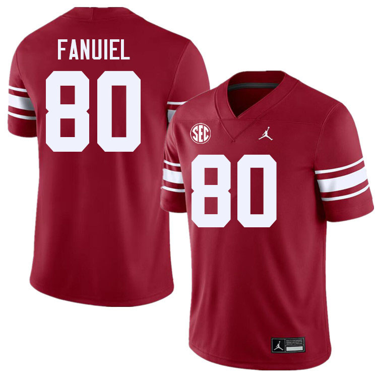 Men #80 Josh Fanuiel Oklahoma Sooners 2024 SEC Conference College Football Jerseys-Throwback